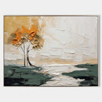 Autumn Duo Trees Impasto Landscape Painting