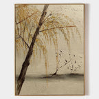 Autumn Willow Lake 3D Impasto Painting