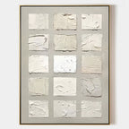 Wabi-Sabi Textured Neutral Tone Grid Oil Painting