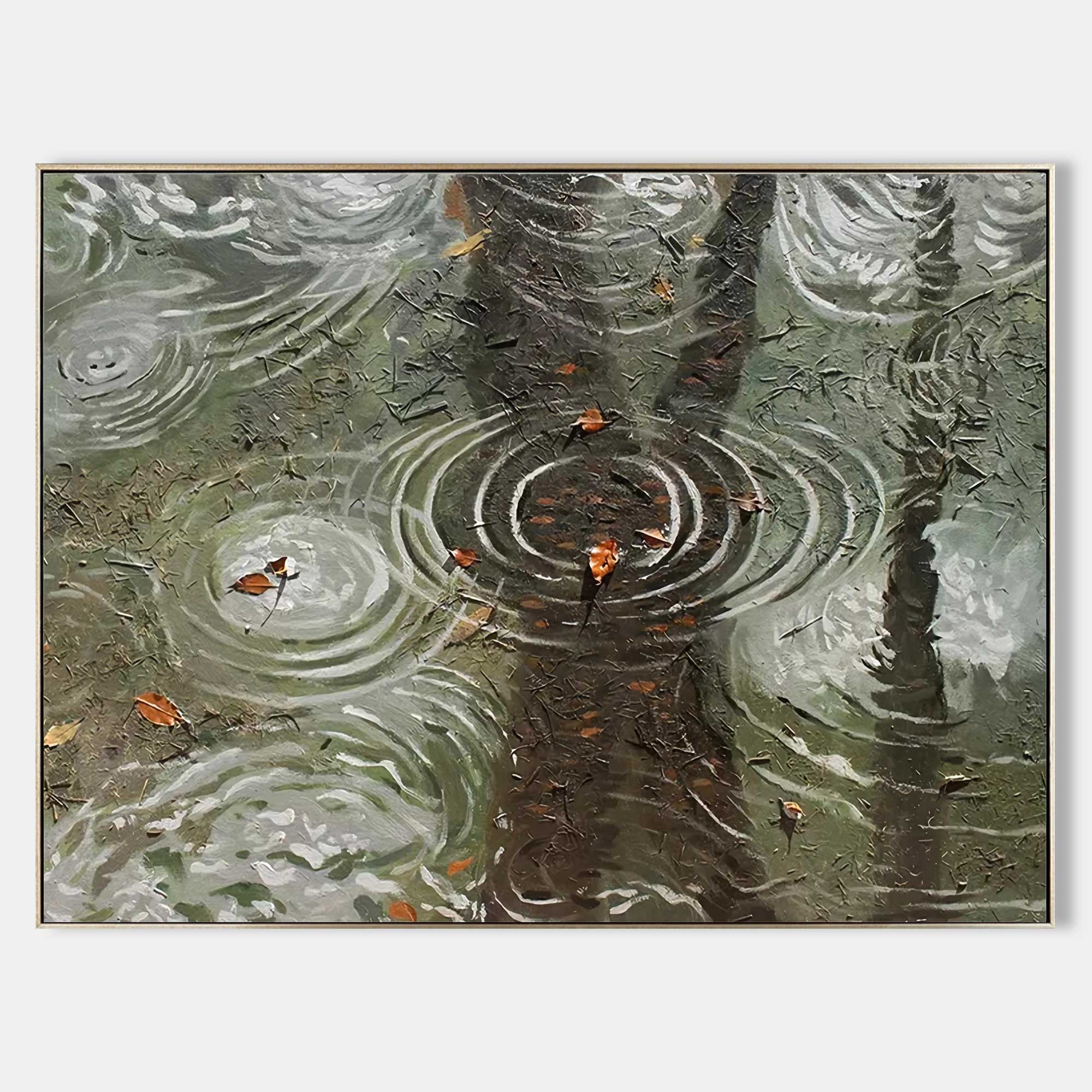 Raindrops on Water Impasto Painting