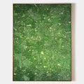 Lush Green Textured Geometric Oil Painting