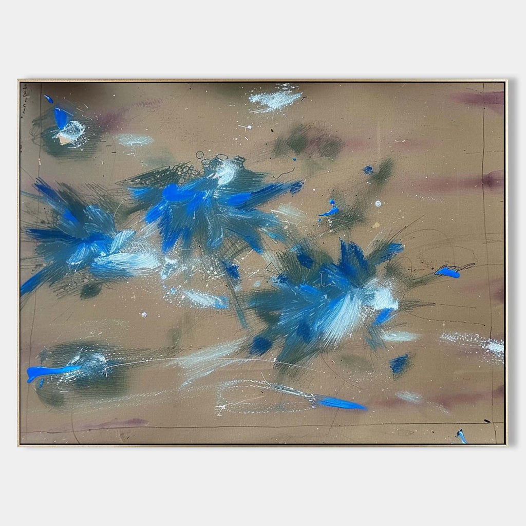 Abstract Expressionist Blue Burst Painting Colorful
