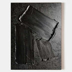 Wabi-Sabi Black 3D Block Textured Abstract Wall Art