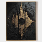 Wall Art Abstract Black Gold Modern Palette Knife