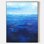 Deep Blue Seascape Oil Painting Vertical Wall Art