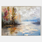 Autumn Lakeside Impasto Painting