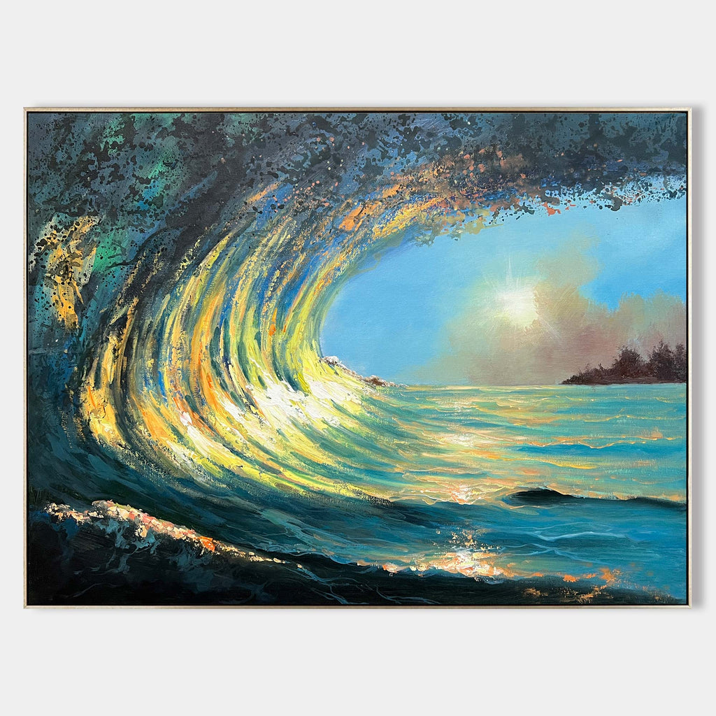 Luminous Wave Seascape Oil Painting Horizontal