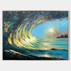 Luminous Wave Seascape Oil Painting Horizontal
