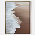Minimalist Beach Wave Bas-Relief Painting