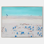 Plaster Art Vibrant Beach Scene Impasto Painting