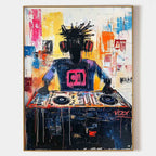 Vibrant DJ Turntable Urban Graffiti Abstract Painting