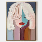 Female Portrait Painting Vibrant Color Block Wall Art