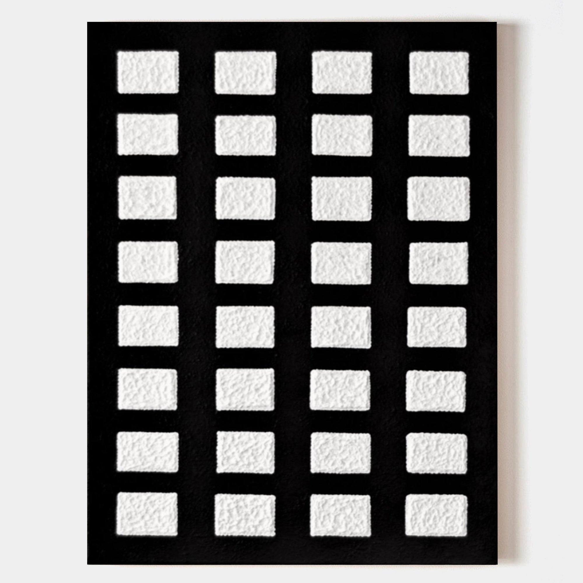 Black And White Grid Textured Wall Art
