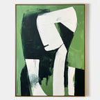 Dark Green Black White Abstract Figure Wall Art