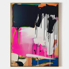 Pink & Black Drip Abstract Painting