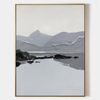 Monochrome Textured Mountain Landscape Painting