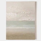 Minimalist Coastal Landscape Painting Textured Neutral