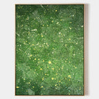 Lush Green Textured Geometric Oil Painting