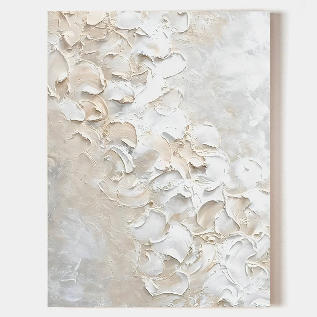 Minimalist 3D Textured White Beige Wall Art
