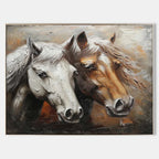 Textured Horse Portrait Oil Painting Neutral Elegant