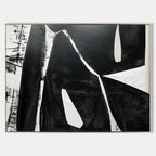 Bold Black Textured Geometric Oil Painting Modern