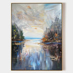Impasto Lakescape Landscape Oil Painting
