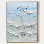 3D Textured Aerial Beach Painting Impasto Coastal