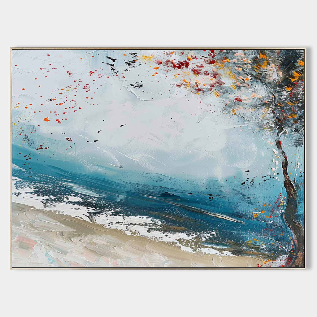 Abstract Coastal Autumn Tree Oil Painting