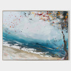 Abstract Coastal Autumn Tree Oil Painting