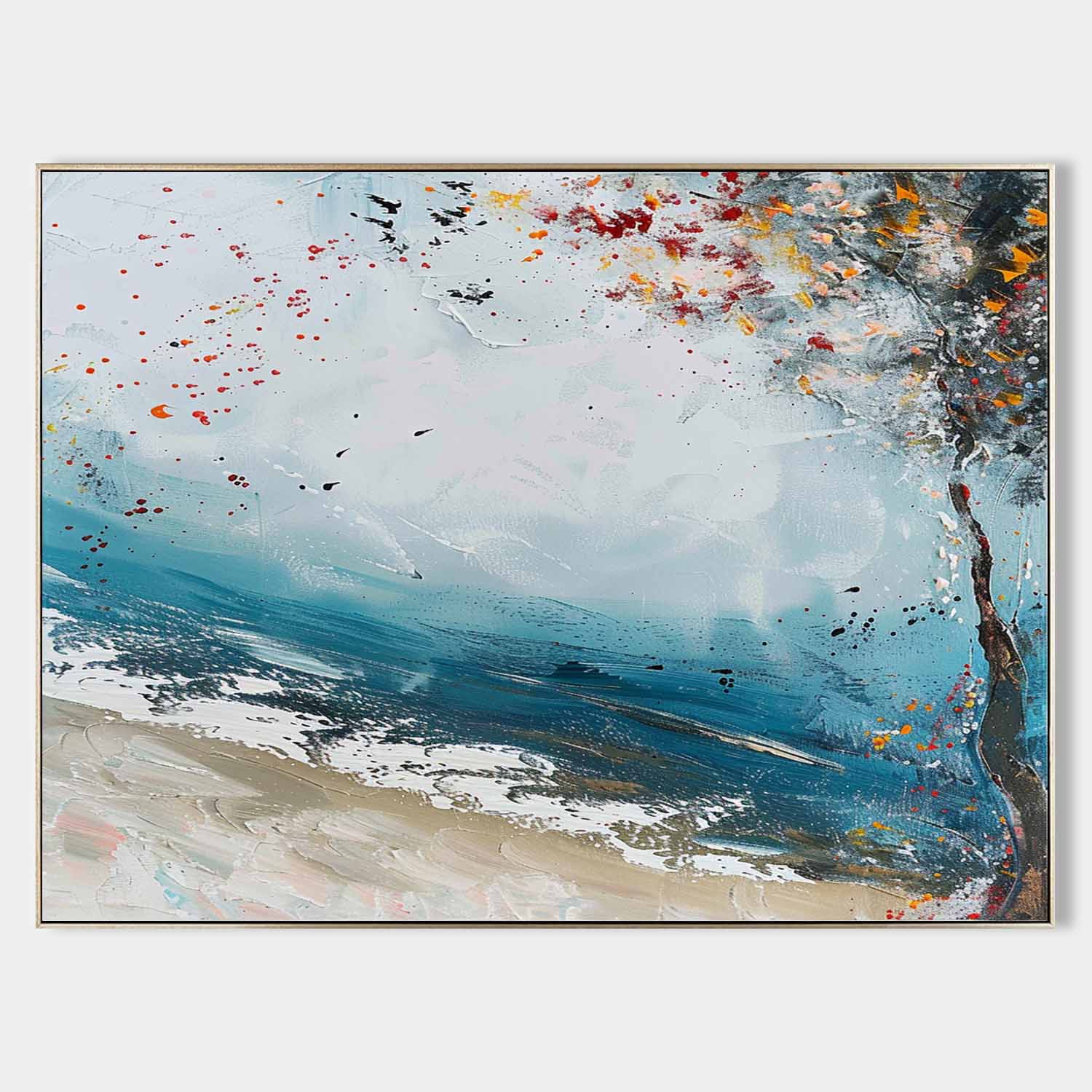 Abstract Coastal Autumn Tree Oil Painting