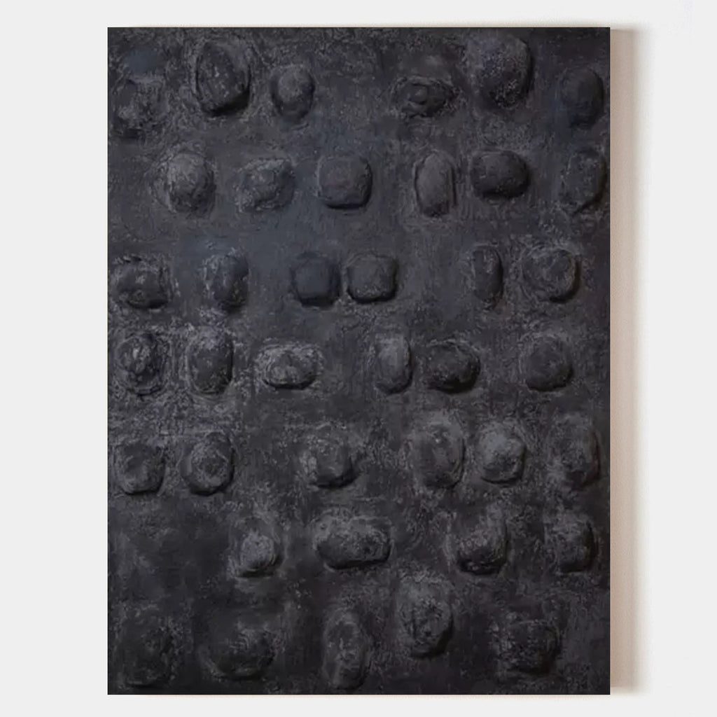 3D Textured Black Wall Art Abstract Tactile Dot