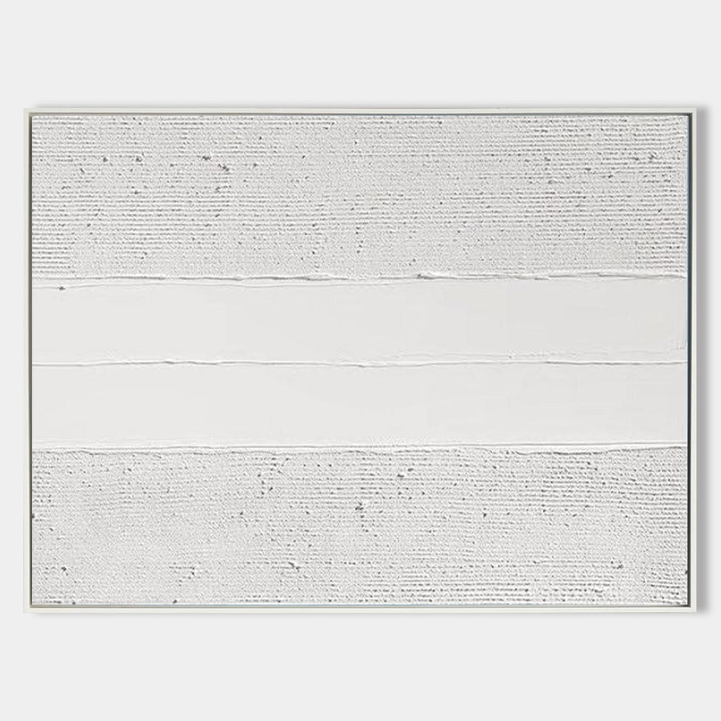 Minimalist White Textured Abstract Oil Painting
