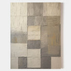Neutral Geometric Abstract Bas-Relief Painting