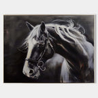 Moody Horse Portrait Oil Painting Monochrome