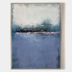Serene Indigo Seascape Abstract Oil Painting