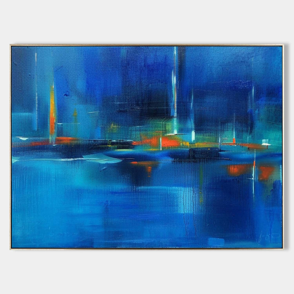 Blue Cityscape Oil Painting