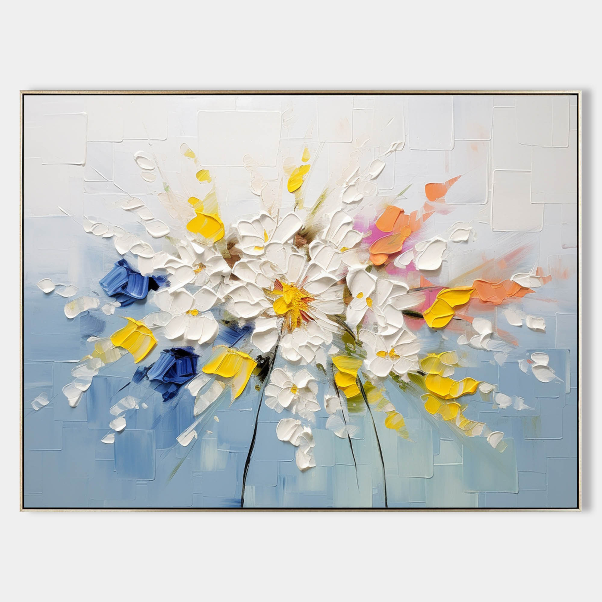 Tactile Impasto Floral Oil Painting Blooms Framed