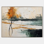 Autumn Landscape Painting Impasto Textured Wall Art