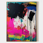 Tactile Bold Abstract Oil Painting Neon Drip
