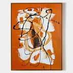 Vibrant Orange Abstract Expressionist Oil Painting