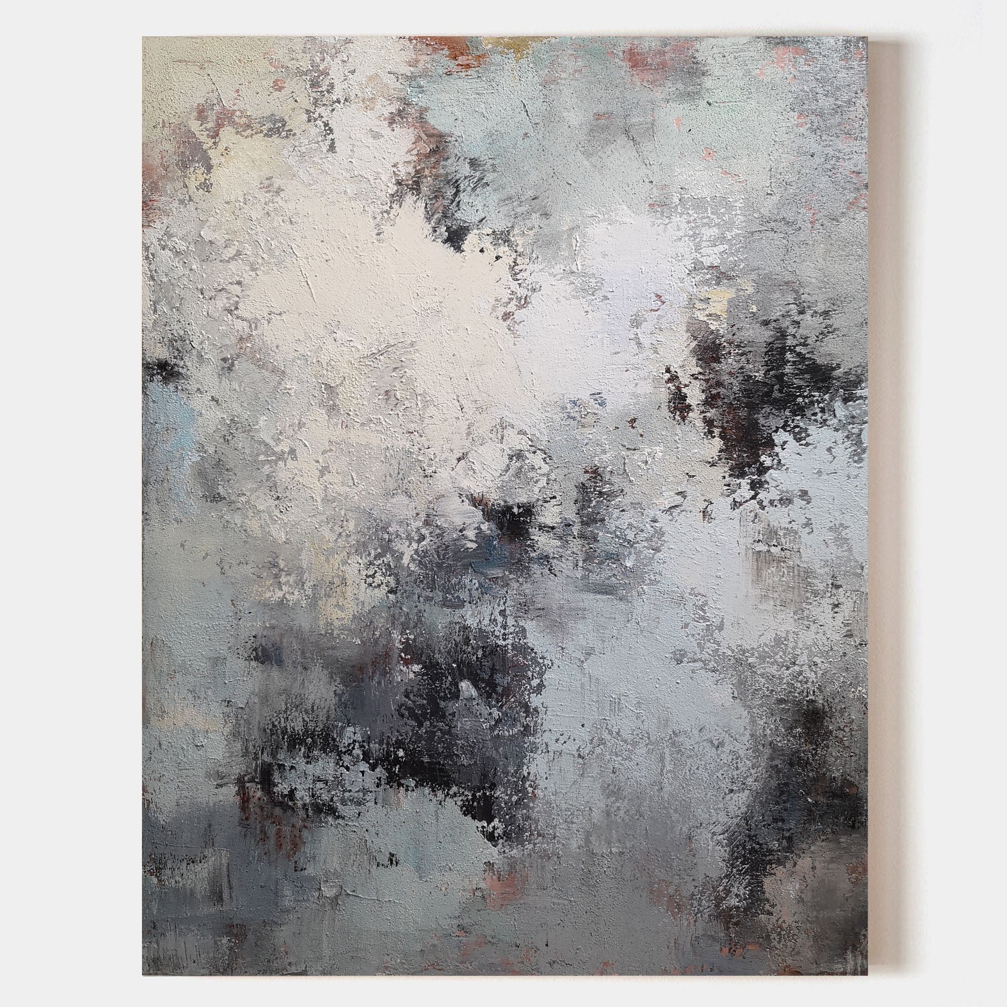 Wabi-Sabi Monochrome Abstract Oil Painting