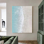 Textured Coastal Minimalist Art Turquoise Wave Sand