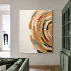 3D Textured Circular Painting Warm Neutrals