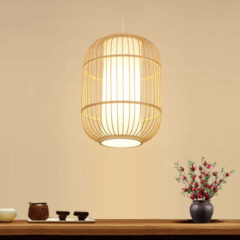 Kuro Hand-Woven Knitted Rattan Bamboo Vintage Pendant Light