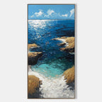 Sunlit Coastal Cove Impasto Painting