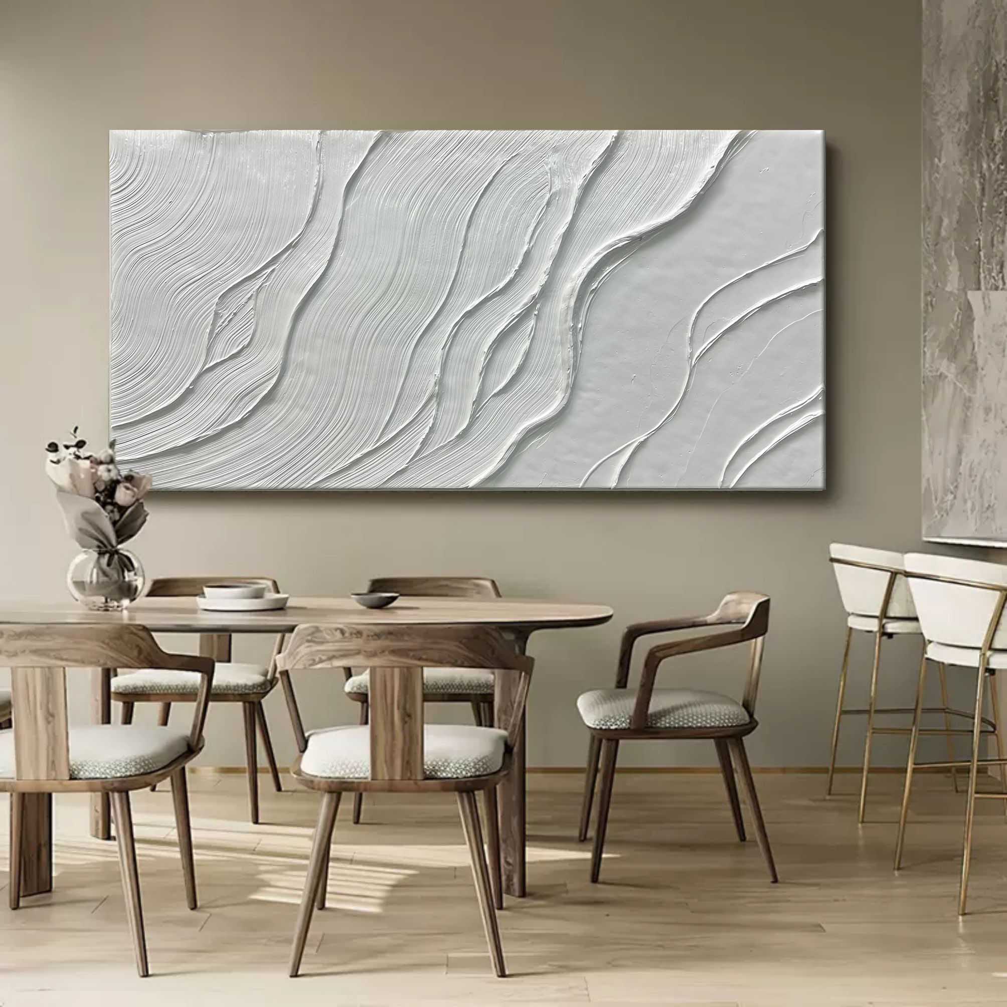 Plaster White Wave Texture Panoramic Painting
