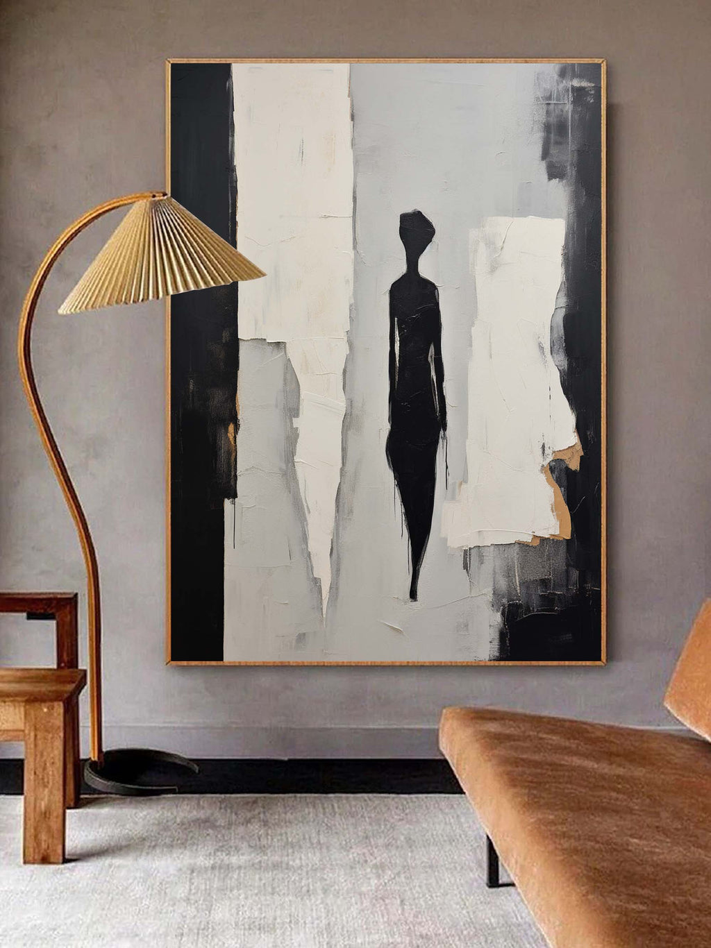 Contemporary Minimalist Textured Silhouette Figure Painting