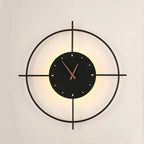 Glint Modern Clock Round Wall Lamp, Gold/Black