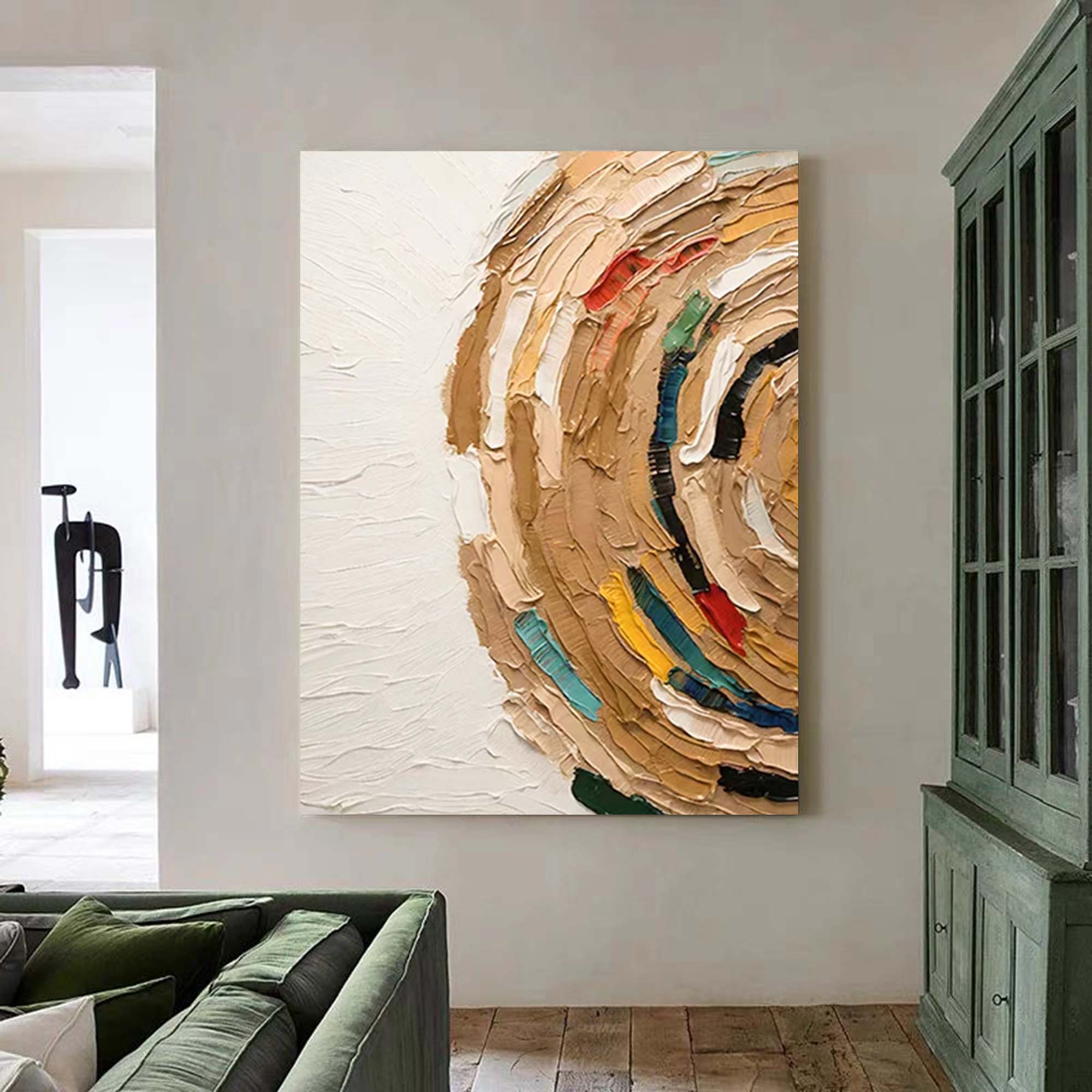 3D Textured Circular Painting Warm Neutrals