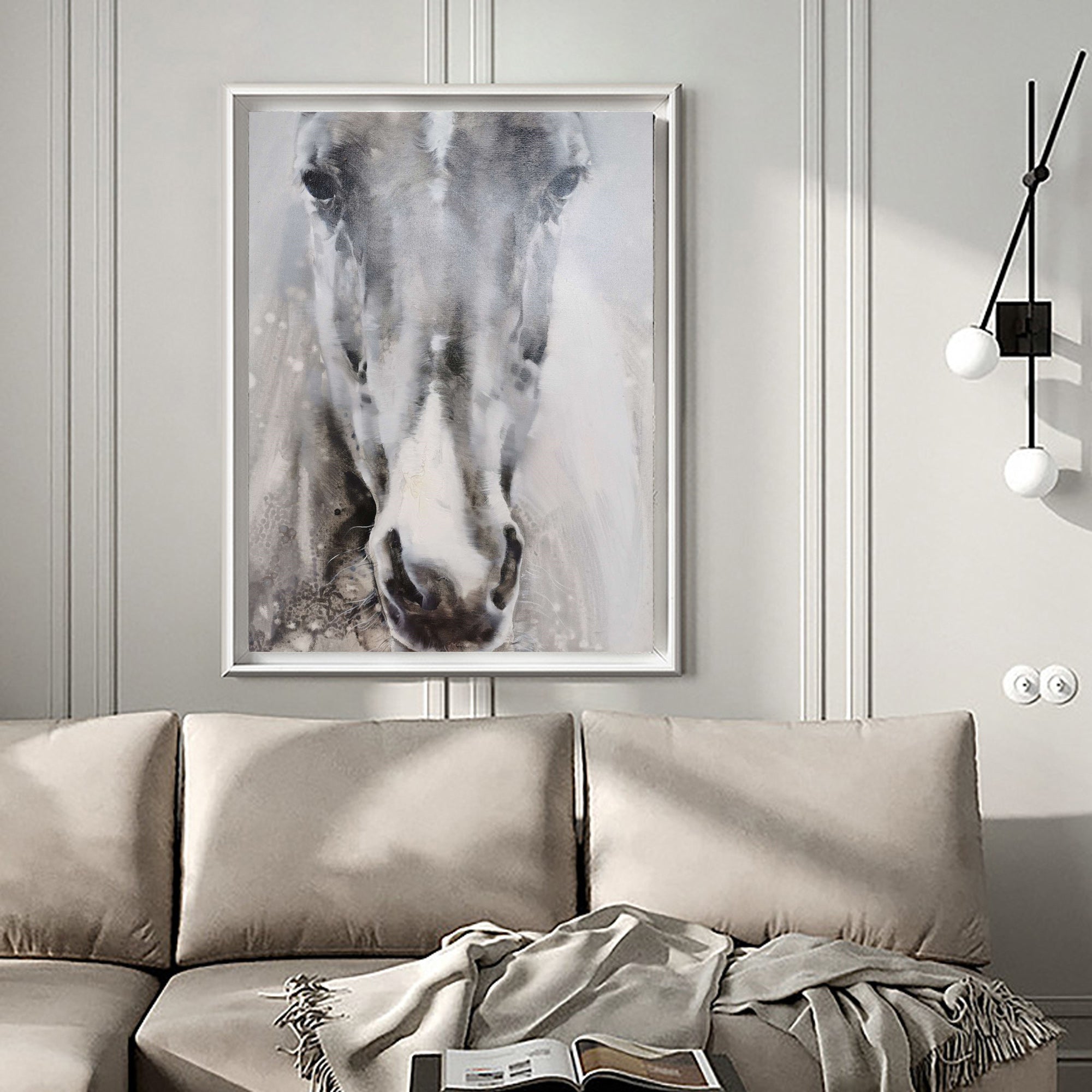 Monochrome Horse Head Oil Painting